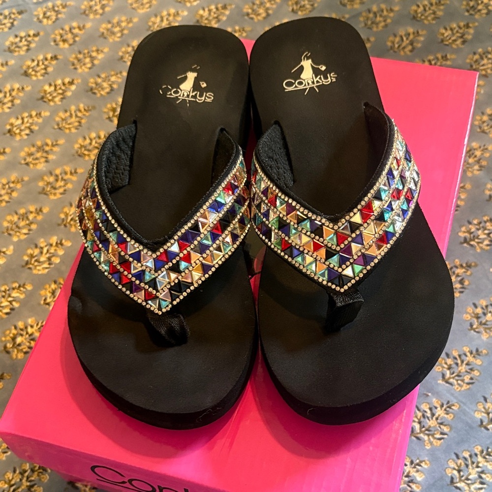 Corkys Women's Multicolor Beaded Sandals
